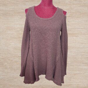 Kaisely Blush Pink Sweater Cold Shoulder Boho 100% Cotton Women’s Size Small